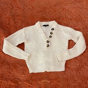 Derek Heart - Women’s White Buttoned Sweater